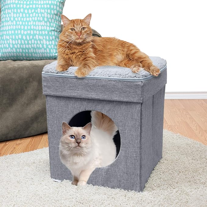 Kitty City Large Cat Bed, Stackable Cat Cube, Indoor Cat House/Cat Condo, Cat Scratcher