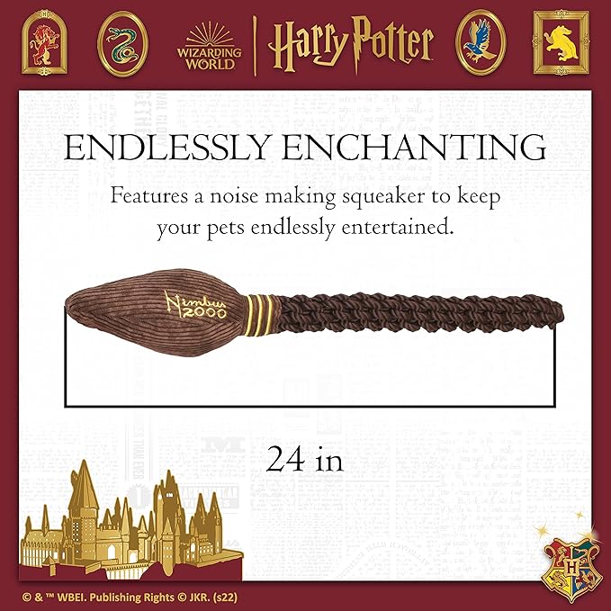 Harry Potter Nimbus 2000 Rope Pet Toy | Rope Tug Toy for Dogs Nimbus 2000 | Nimbus 2000 Dog Toy for Tugging with Crinkle and Squeaker | Rope Dog Toy for Pets