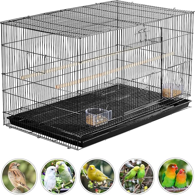 Yaheetech 30'' Length Flight Bird Cage Iron Flight Parrot Cage for Small Parrots Parakeets Cockatiels Budgies Conures Quaker Parrot