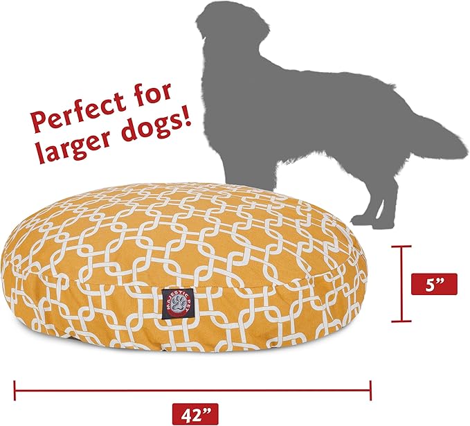 Yellow Links Large Round Indoor Outdoor Pet Dog Bed With Removable Washable Cover By Majestic Pet Products