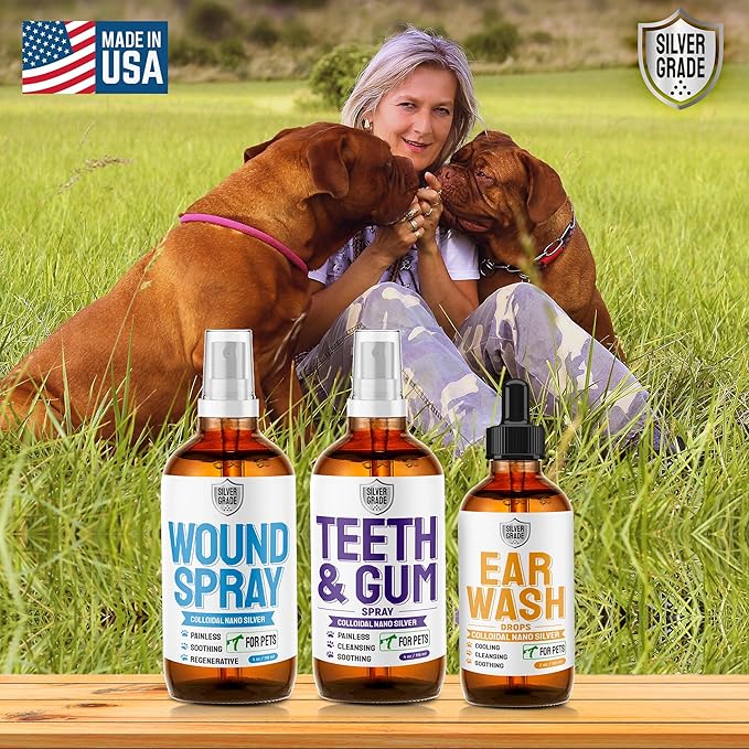 Wound Spray for Pets ● Colloidal Silver Wound and Skin Care for Dogs & Cats ● Helps with Rashes, Hot Spots, Itch, Scratching, Skin Irritation, Bites & Burns ● Safe if Licked (4 oz)