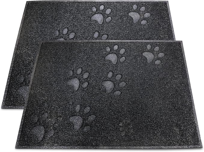 Andalus Medium Cat Litter Mat, Pack of 2 - Waterproof, Non-Slip & Easy to Clean Cat Litter Box Mat for Extra Efficient Pet Litter-Trapping, Black (23.5” X 15.75”)