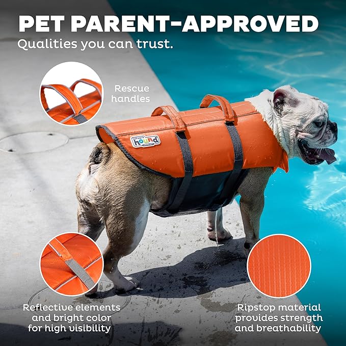 Outward Hound Granby Splash Orange Dog Life Jacket, XL