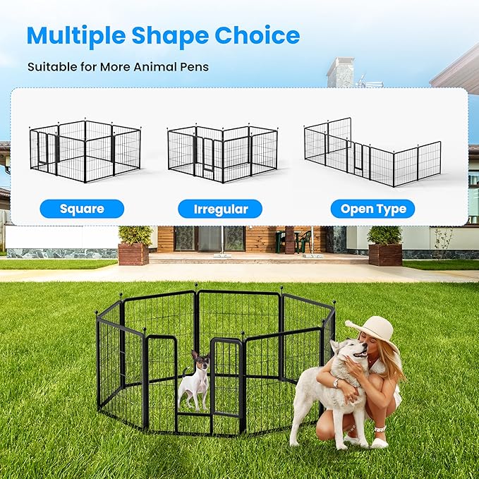 Simple Deluxe Dog Playpen Outdoor, Portable Dog Playpen for Travel, Camping, 24" Height 16 Panels Heavy Duty Dog Pen for Puppies/Small Dogs, Black