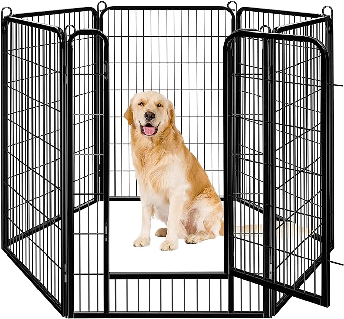 Yaheetech Dog Playpen Outdoor, 6 Panel Dog Fence 47" Indoor Pet Pen for Large/Medium/Small Dogs Heavy Duty Pet Exercise Pen for Puppy/Rabbit/Small Animals Portable Playpen for RV Camping Garden Yard