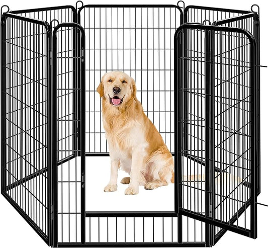 Yaheetech Dog Playpen Outdoor, 6 Panel Dog Fence 47" Indoor Pet Pen for Large/Medium/Small Dogs Heavy Duty Pet Exercise Pen for Puppy/Rabbit/Small Animals Portable Playpen for RV Camping Garden Yard