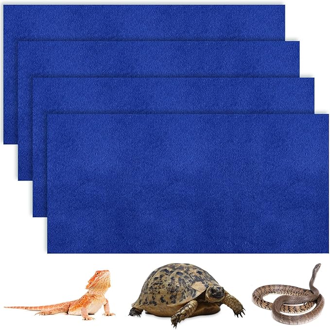 4 Pcs Reptile Carpet Pet Terrarium Floor Liners Bedding Substrate Liner Supplies Reptile Cage Mat Tank Accessories for Lizard Bearded Dragon Tortoise Snake Leopard (Blue,47 x 24 Inch)