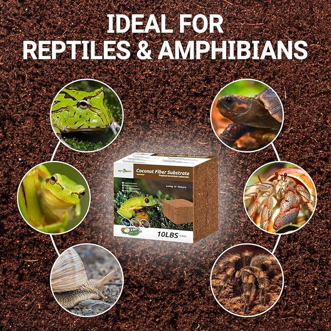 REPTI ZOO Reptile Coconut Fiber Substrate 72 Quart, Reptile Bedding Coco Coir Brick for Turtle, Hermit Crab, Spider, Frog | 100% Organic | Odor Absorption