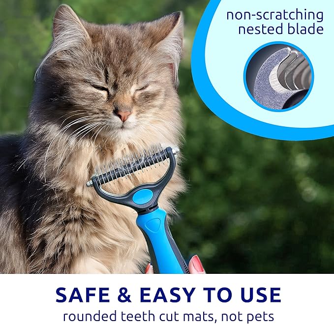 Pat Your Pet Deshedding Brush - Double-Sided Undercoat Rake for Dogs & Cats - Shedding Comb and Dematting Tool for Grooming, Extra Wide