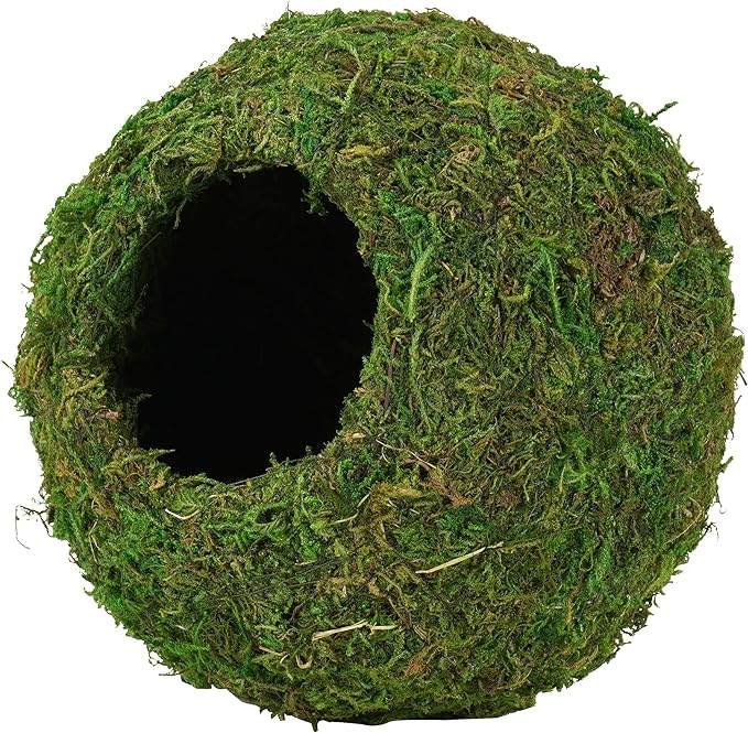 Mossy Caves, Artificial Green Moss Caves Hide for Pet Reptile Frogs and Snakes, Terrarium & Vivarium Decor, Crested Gecko Tank Decor (6" - Woodland Green)