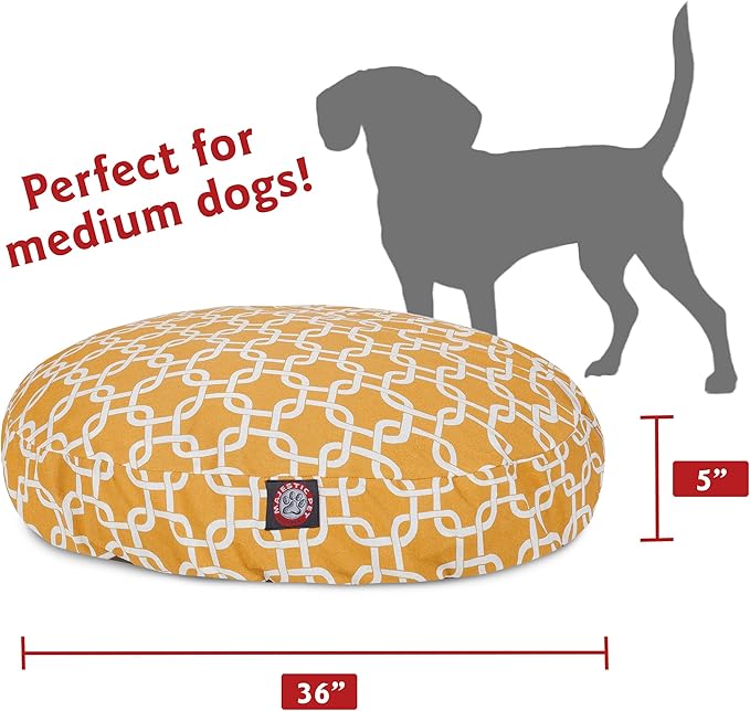 Yellow Links Medium Round Indoor Outdoor Pet Dog Bed With Removable Washable Cover By Majestic Pet Products