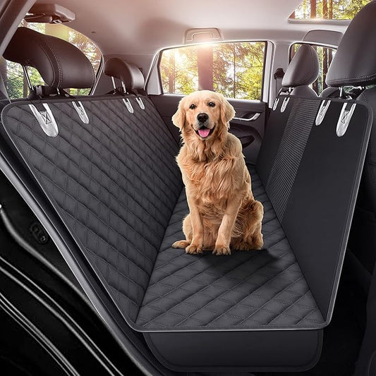 Dog Back Seat Cover Protector for Cars SUV and Trucks with Mesh Window, Scratchproof Nonslip and Waterproof Material(Black)