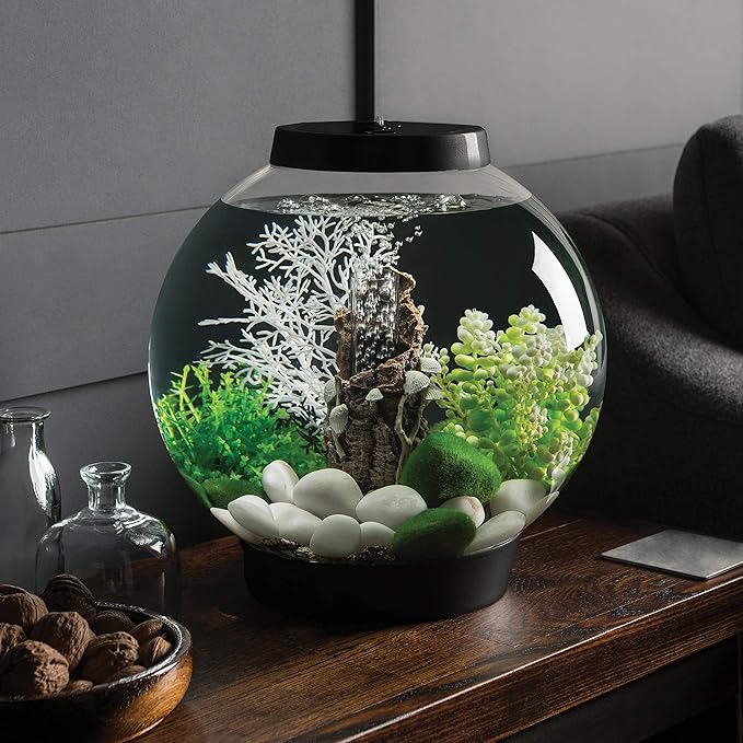 biOrb CLASSIC 15 Acrylic 4-gallon Aquarium with Multi-Color Remote-Controlled LED Lights Modern Compact Tank for Tabletop or Desktop Display, Black