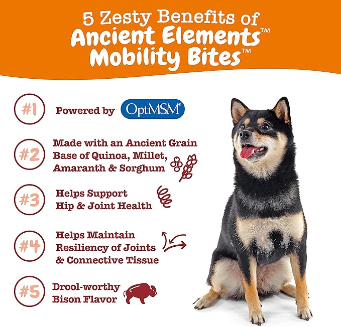 Zesty Paws Mobility Bites Dog Joint Supplement - Hip and Joint Chews for Dogs - Pet Products with Glucosamine, Chondroitin, & MSM + Vitamins C and E for Dog Joint Relief - AE - Bison - 90 Count