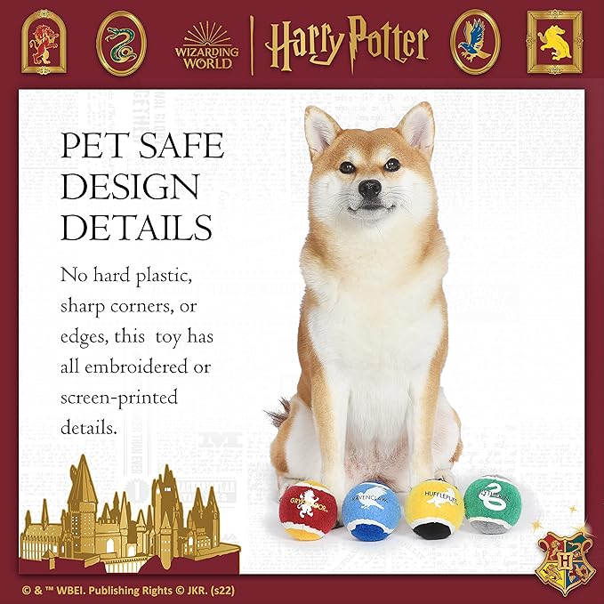 Harry Potter 4 Pack Hogwarts Pride Pet Tennis Balls | Toy Balls for Dogs | Dog Tennis Balls Themed Hogwarts Pride | 4 Pack Dog Balls, Hogwarts Dog Toys