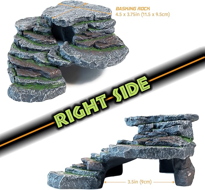 Cliff & Cave Hideout Rainforest Series - Reptile Ledge Hide, Basking Rock, Terrarium & Aquarium Decor, Decorative Resin for Lizards, Fish, Snakes, Amphibians, Small Animals