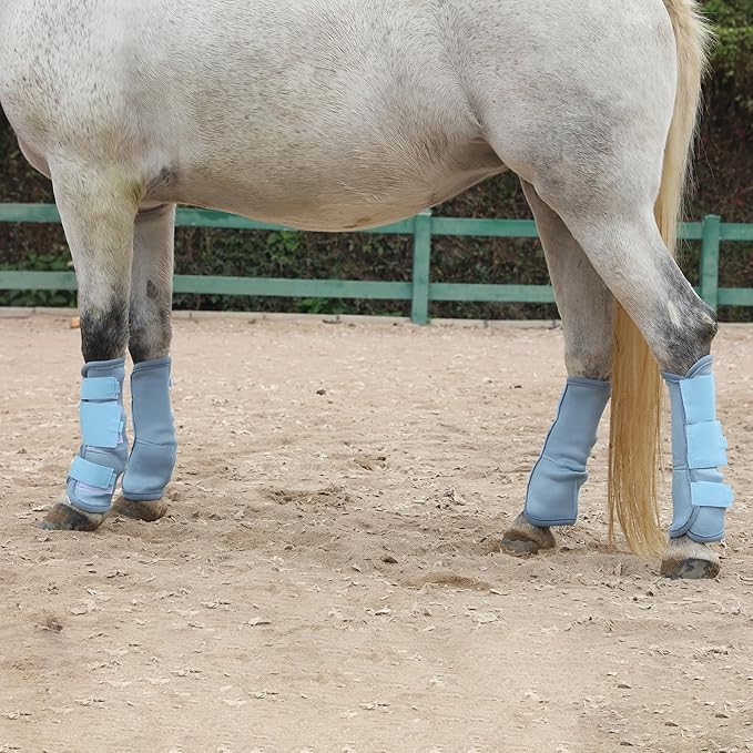 Horse Fly Boots - Fly Horse Boots Perfect for Equine Leg Wraps and Maximum Horse Fly Protection Set of 4 (Light Blue, Pony)