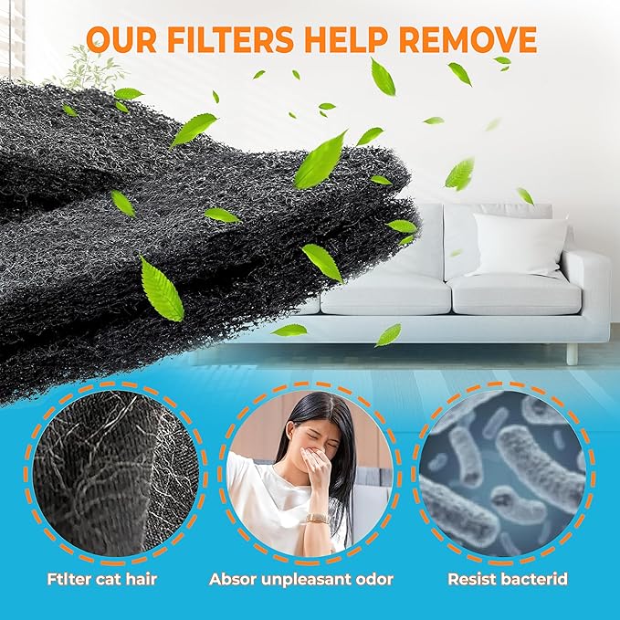 6 Pack Carbon Filters Compatible with Automatic Litter Robot 4, Replacement Litter Robot 4 Carbon Filters, Cat Litter Robot Absorb Odors Control Damp from Pets and Keep Home Fresh