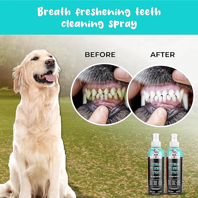 Pets Are Kids Too Premium Pet Dental Spray - 8oz Mint Dog Breath Freshener Cat Dental Care Dog Dental Mouthwash Dog Spray Dog Teeth Cleaning Fights Tartar Plaque Gum Disease Dog Breath Water Additive