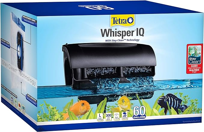 Tetra Whisper IQ Power Filter 60 Gallons, 300 GPH, with Stay Clean Technology