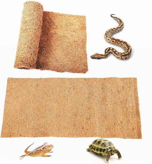 Reptile Carpet Natural Coconut Fiber, 36" x 18" Tortoise Carpet Mat for Pet Terrarium Liner, Reptile Bedding Supplies for Lizard, Snake, Chameleon, Turtle, Bearded Dragon