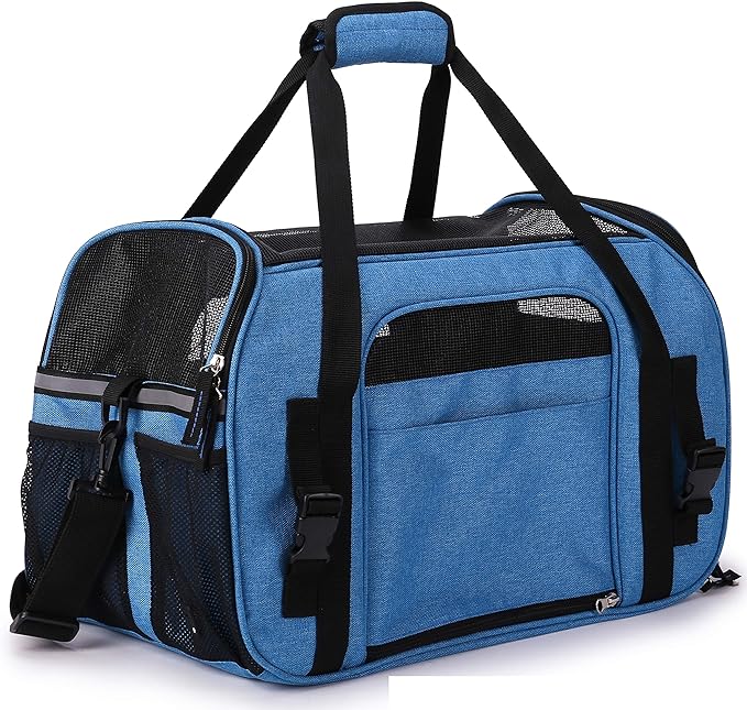 EliteField Soft Pet Carrier (3 Year Warranty, Airline Approved) Small Soft Dog Carrier Soft Cat Carrier Puppy Carrier Soft Sided Travel Carrier Bag (X-Large: 21" L x 12" W x 13" H, Sapphire Blue)