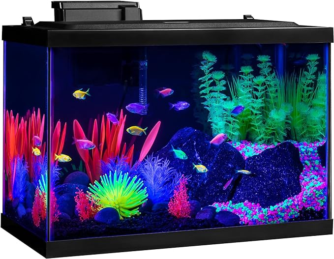 GloFish 20 Gallon Aquarium Kit with LED Lights, Decor Heater and Filter