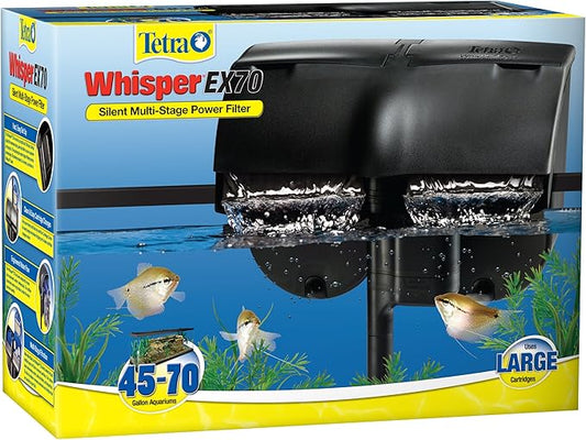 Tetra Whisper EX 70 Filter For 45 To 70 Gallon aquariums, Silent Multi-Stage Filtration, WHITE