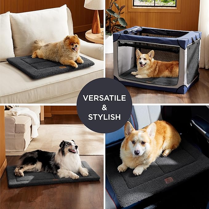 Bedsure Washable Dog Bed for Large Dogs, Reversible Foam Floor Dog Mat, Lightweight Travel Flat Pet Beds for Indoor & Outdoor Dogs (36" x 27", Dark Grey)