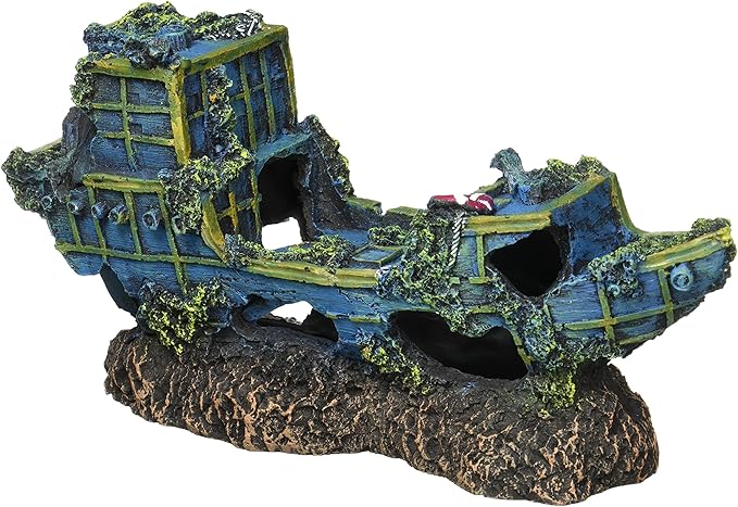 Penn-Plax Deco-Replicas Sunken Treasure Ship Aquarium Decoration – Safe for Freshwater and Saltwater Fish Tanks – Medium