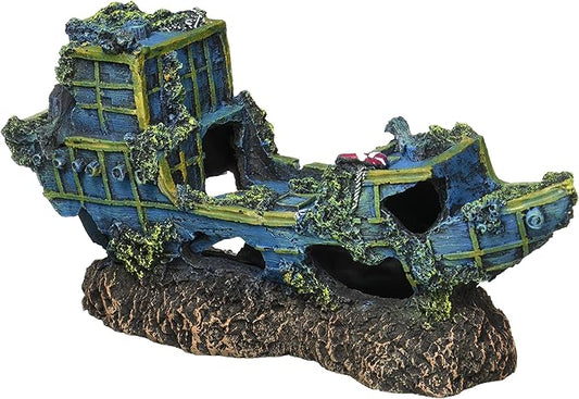 Penn-Plax Deco-Replicas Sunken Treasure Ship Aquarium Decoration – Safe for Freshwater and Saltwater Fish Tanks – Medium
