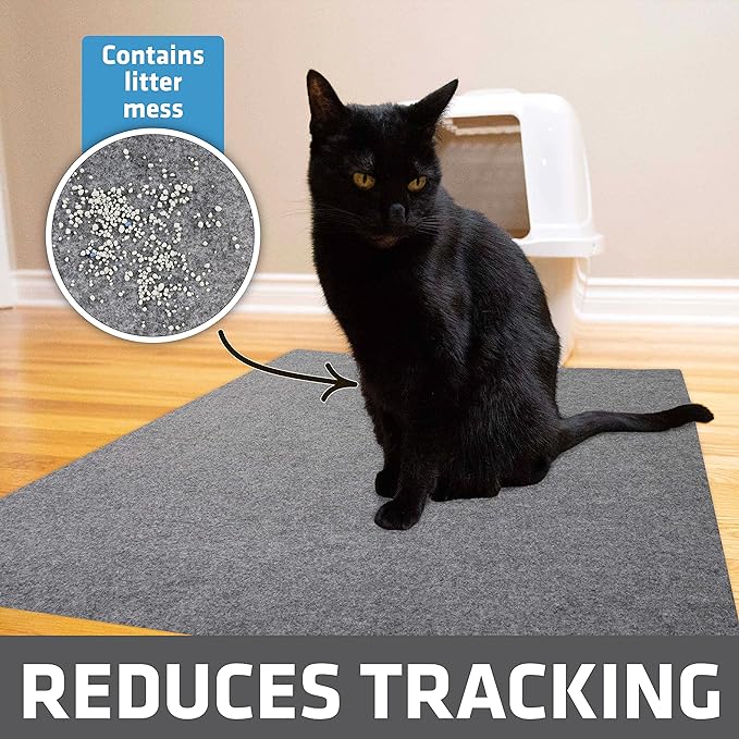 Drymate Original Cat Litter Mat, Contains Mess from Box, Protects Floors, Urine-Proof, Machine Washable, Soft on Kitty Paws, Absorbent, Waterproof (USA Made, Recycled Content) (29”x36”)(Light Grey)