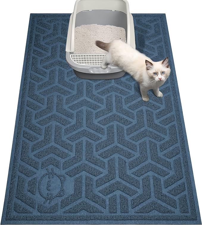 UPSKY Cat Litter Mat, Litter Trapping Mat Soft on Kitty Paws, Large Litter Box Mat 35" x 24" Scatter Control for Cat Litter, Waterproof and Extra Large Litter Box Carpet.