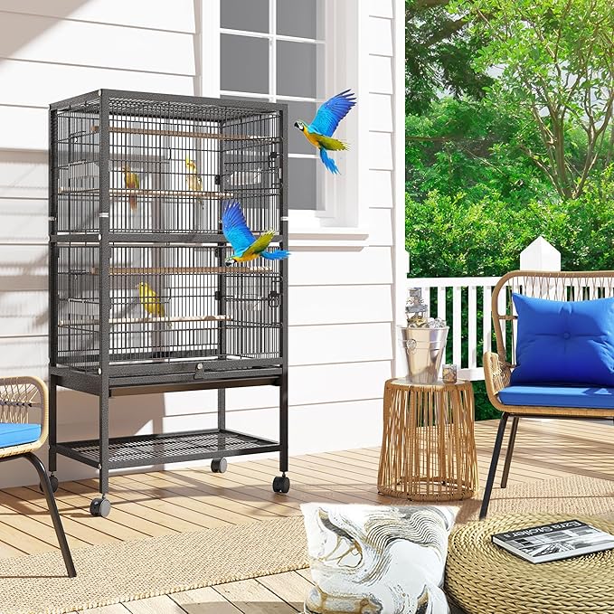 YINTATECH 52 inches Birdcage Cover and Bird Cage Seed Catcher, Bird Cages for Parakeets, Parrot, Cockatiel, Pigeon, Metal Big Bird Cage