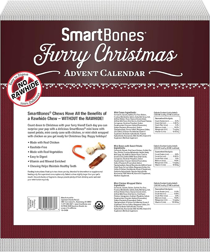 SmartBones Holiday Advent Calendar 24 Count, Made with Real Chicken, Rawhide-Free Chews for Small Dogs, 1 Count (Pack of 1)