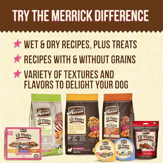 Merrick Lil’ Plates Grain Free Small Dog Treats, Natural Training Treats For Small Dogs, Bitty Beef Recipe - 5 oz. Pouch