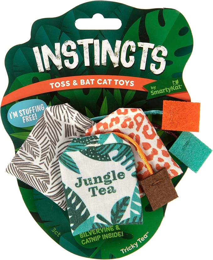 SmartyKat Instincts 3-Pack HappyNip Tricky Tea Bags Cat Toys, Contains Catnip & Silvervine - Multicolor, 3-Pack