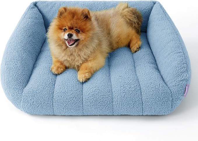 Lesure Orthopedic Dog Bed Sofa for Small Dogs & Cats, Waterproof Dog Couch with Removable Washable Cover, Cute Aesthetic Pet Sofa Couch with Egg Crate Foam(24" x 18" x 9.5", Blue)