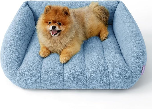 Lesure Orthopedic Dog Bed Sofa for Small Dogs & Cats, Waterproof Dog Couch with Removable Washable Cover, Cute Aesthetic Pet Sofa Couch with Egg Crate Foam(24" x 18" x 9.5", Blue)