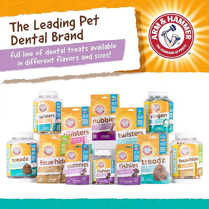 Arm & Hammer for Pets Ringers Dental Treats for Dogs | Dog Dental Chews Fight Bad Breath & Tartar Without Brushing | Fruity Blueberry Flavor in Dog Treat Bag (Pack of 24,120 Count Total)