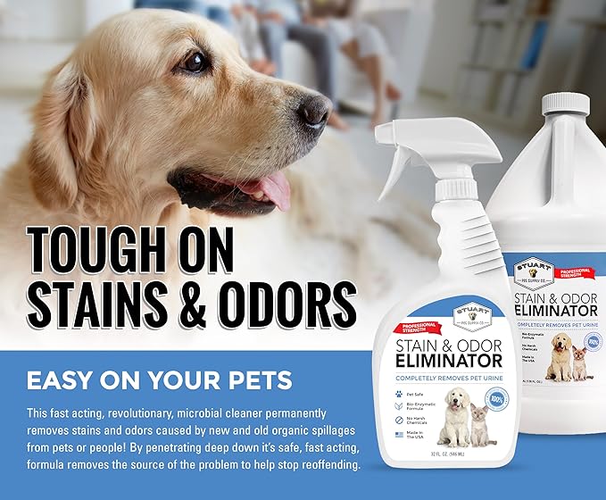 Professional Strength Pet Stain and Odor Eliminator Urine Odor Remover Pet Urine Enzyme Cleaner Enzymatic Cleaner for Dog Urine and Cat Urine Pet Odor Eliminator (32 oz.)