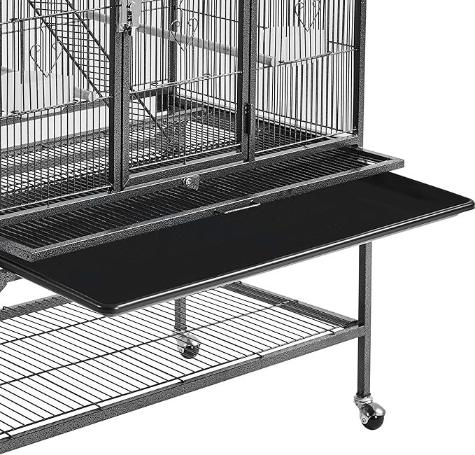 Yaheetech 69-Inch Extra Large Bird Cage Metal Parrot Cage for Mid-Sized Parrots Cockatiels Conures Parakeets Lovebirds Budgie Finch, Black