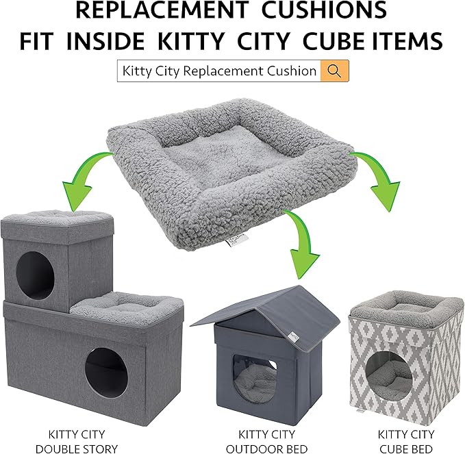 Kitty City Large Stackable Tan Cat Condo, Cat Cube, Cat House, Pop Up Bed, Cat Ottoman (CM-10074-CS01)