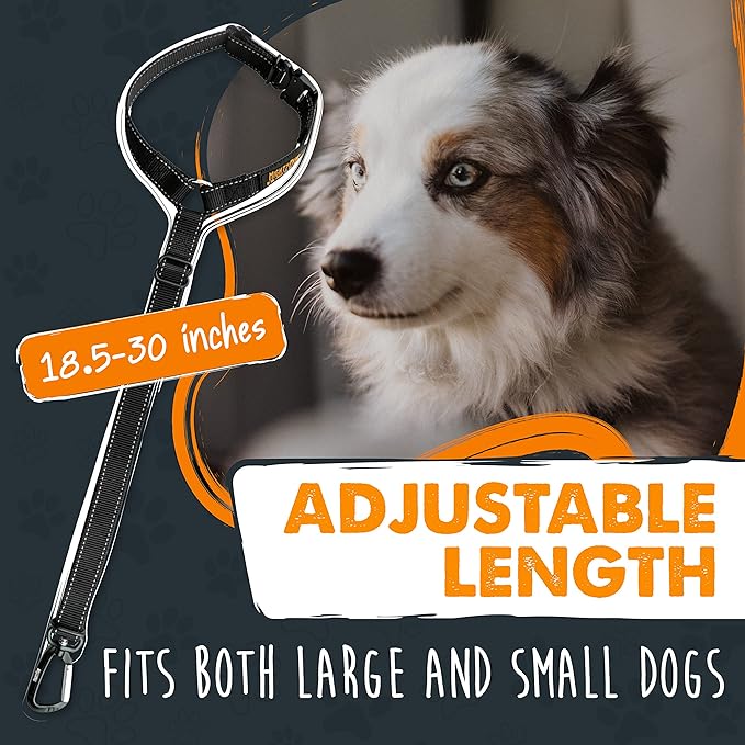 Mighty Paw Dog Seat Belt - Adjustable Length Fits Both Large and Small Dogs - Universal Design - Fits All Car Headrest - Reinforced Tactical Buckle - Strong and Easy to Use - Lightweight and Strong