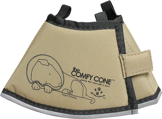 Comfy Cone Pet Cone for Dogs, Cats, X-Small, Tan - Comfortable Soft Dog Cone Collar Alternative for After Surgery, Wound Care, Spay, Neuter - Dog and Cat Recovery Collar