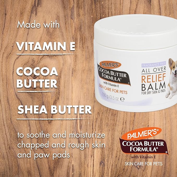 Palmer's for Pets Cocoa Butter Fragrance Free All Over Relief Balm for Dogs | Dog Skin Soother Balm, Dog Paw Balm for Dry Skin & Pads Cocoa Butter Formula with Vitamin E for Pets (FF15589)