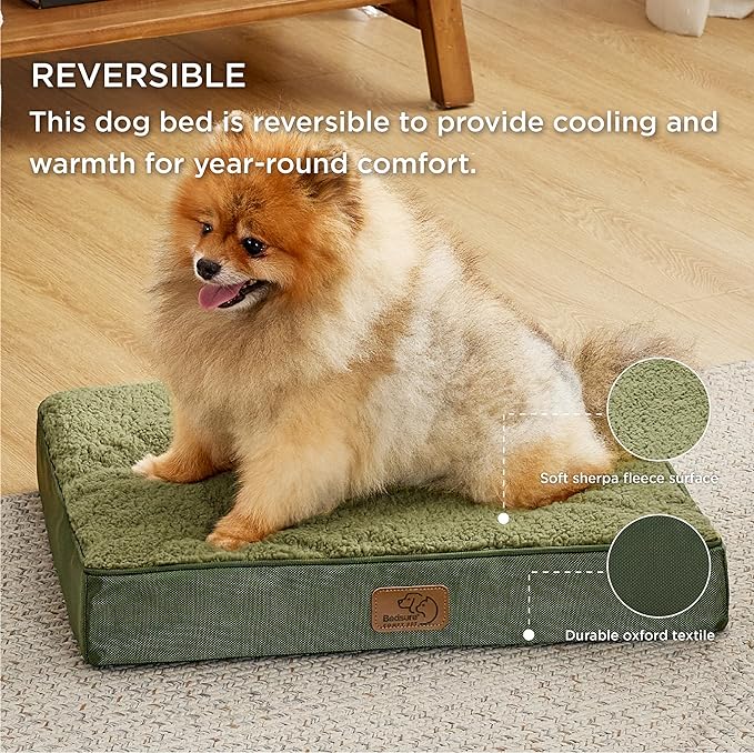 Bedsure Small Dog Bed for Small Dogs - Orthopedic Dog Beds with Removable Washable Cover, Egg Crate Foam Pet Bed Mat, Suitable for Dogs Up to 20 lbs, Oxford Fabric Bottom