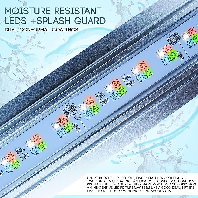 Finnex Planted Plus True 24/7 + HLC Aquarium LED Light, Automated Full Spectrum Fish Tank Light, True 660nm Deep Red Plant LEDs, 24 Inch, (HLC-24)