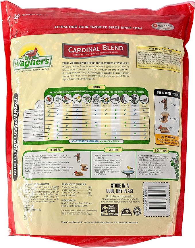 Wagner's 52023 Black Oil Sunflower Seed Wild Bird Food, 5-Pound Bag & 62032 Cardinal Blend Wild Bird Food, 6-Pound Bag