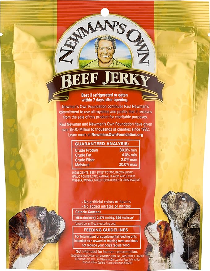 Newman's Own Jerky Treats for Dogs, 5-oz. (Pack of 6), Beef & Sweet Potato